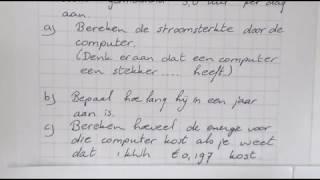 oefensom klas 3 natuurkunde elektriciteitsleer kosten berekenen [upl. by Lilac]