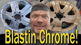 Remove Chrome From Aluminum Rims  Wheels with a sandblaster [upl. by Fleece]