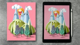 3D Illustration in iPad Procreate  don’t need cinema 4d [upl. by Swope33]