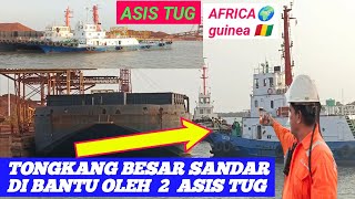 STS THE JUMBO BARGE WAS STORED WITH THE HELP OF 2 ASSIST TUG jetty africa 🌍 samudrachannel3969 [upl. by Emmerie401]