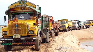 Tippers Formation of Line for Loading of Sand  Lorry Videos  Truck Videos  TIPPER LORRY TRUCK [upl. by Ettennor]