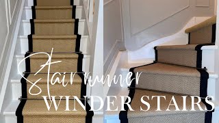 How to fit a stair runner on straight amp windercorner stairs  Dunelm herringbone jute runner [upl. by Burgener134]