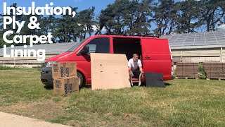 VW T5 Restoration Ep4 How To Insulation Ply amp Carpet Lining Transporter [upl. by Enilec]