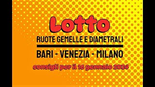 LOTTO Gratis Bari Venezia Milano consigli per il 16 gennaio 2024 [upl. by Barnaby]