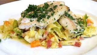 Kabeljau mit Sahnewirsing amp Speck  Video Rezept  Anleitung  Fisch [upl. by Hgielsa102]