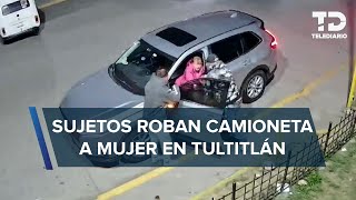 Mujer grita desesperada por ayuda para evitar robo de su camioneta en Tultitlán Edomex [upl. by Palmore786]