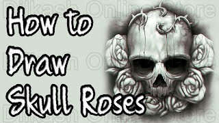 How to Draw a Skull with Roses  How to Draw Rose  How to Draw Flower [upl. by Aay778]