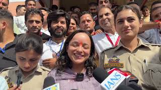 BJP celebrate Shagun Parihar victory Shagun speaks after winning Kishtwar seat defeating Kichloo [upl. by Adnuhsar]