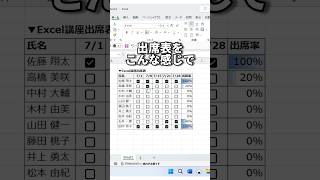 Excelでチェックボックスで出席表を作成する方法！shorts [upl. by Anuayek423]