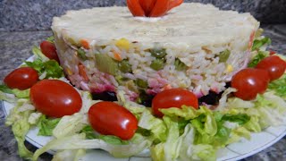 سلطة سهلة بالخضار و الأرز شلاضة مع طبخ ليلى salade de légumes et de riz rice and vegetables salad [upl. by Jeff]