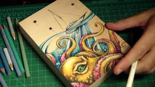 Time Lapse Prismacolor pencil octopus nautical boat drawing by Bryan Collins Art [upl. by Honeywell]