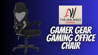 Gamer Gear Gaming Office Chair with Extendable Leg Rest Black Fabric Upholstery unboxing [upl. by Anirak]