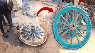 How to Create Wooden Horse Cart Wheels from Scratch [upl. by Kazue]