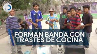 Niños forman su banda con trastes de cocina se viralizan en redes [upl. by Stephania857]