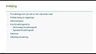 Innføring i forvaltningsrett for helse og sosialarbeidere  video 2 [upl. by Tarrah807]