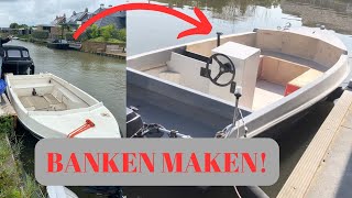 HOEKBANK IN DE BOOT MAKEN EN POLYESTERENKAJUITBOOT OMBOUWEN TOT SLOEP 9 [upl. by Wayne843]