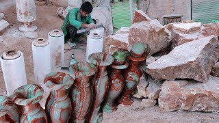 How Craftsmen make Beautiful marble Flowers Vases Pot  See how these people earn money hard work [upl. by Hecker297]