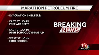 Evacuation shelter information for Marathon Petroleum fire [upl. by Coltson]