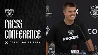 Aidan OConnell Gardner Minshew II and Malcolm Koonce Presser  6424  Raiders  NFL [upl. by Crellen]