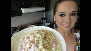 Spaguetti blanco cremoso con jamón y quesoEspaguettiMarisolpink [upl. by Enrobso572]