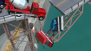 Collapsing Bridge Pileup Crashes 9  BeamNGdrive [upl. by Aerona]