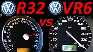 VW Golf 3 VR6 vs VW Golf 4 R32  0200 Kmh Acceleration Autobahn compare [upl. by Akemed]