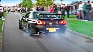 R34 Embarrasses HUNDREDS Of Modified Cars Arriving at a Meet [upl. by Ynobe]