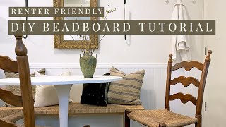 Renter Friendly Wainscoting Beadboard Tutorial  Easy DIY [upl. by Jaehne]