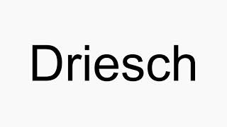 How to pronounce Driesch [upl. by Hayyim]