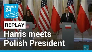 REPLAY US Vice President Kamala Harris and Polish President Andrzej Duda hold press conference [upl. by Fotzsyzrk]