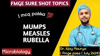 mumps measles rubella microbiology fmge High yield topics FMGE INICET [upl. by Ecirtram]