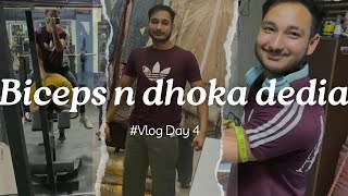 Biceps n prank kr diya 😓  vlog day 4  youtube vlog gym [upl. by Dnalrah661]