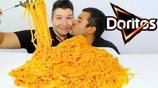 OUR LAST VIDEO TOGETHER • SUPER CHEESY DORITOS FETTUCCINE ALFREDO NOODLES • Mukbang amp Recipe [upl. by Nayr273]