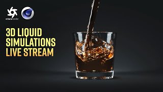 3D Liquid Simulations amp Splashes Live  C4D Octane Realflow [upl. by Selia]