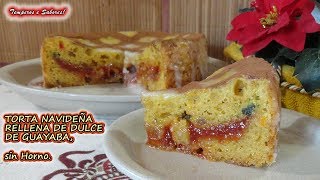 TORTA NAVIDEÑA RELLENA CON GUAYABA CUBIERTA DE GLASEADO Y SIN HORNO [upl. by Rennane]