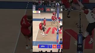 nishida Spyke headshot on single blocked nishida Japan players youtubeshorts trending volleyball [upl. by Nnauol]