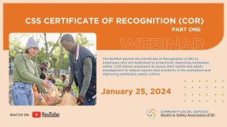 CSS Certificate of Recognition COR  January 25 2024 Webinar VIDEO 1 of 2 [upl. by Weidar587]