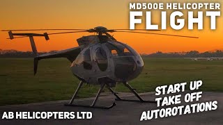 MD500E Helicopter Start Up  take off and autorotations [upl. by Shih386]