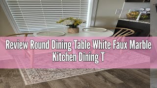 Review Round Dining Table White Faux Marble Kitchen Dining Table 315quot Modern MidCentury Leisure Tu [upl. by Anaer]