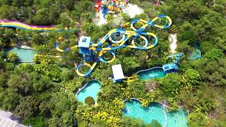 Aerial view Escape Park Empangan Teluk Bahang Entopia Taman RamaRama Penang Island Malaysia [upl. by Enirhtak]