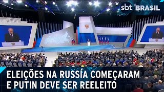 Eleições presidenciais começam na Rússia Putin deve ser reeleito  SBT Brasil 150324 [upl. by Nave]