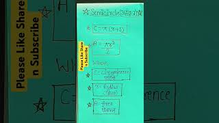 Semicircle अर्द्ध वृत्त Formula [upl. by Naibaf73]