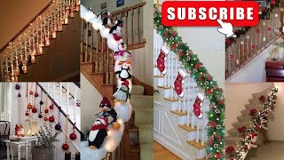 Simple amp Attractive Ideas to decorate your STAIRS for Christmas 🤶 shadesofdecorations [upl. by Yenohtna]