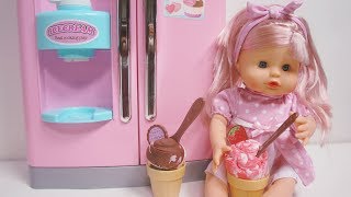 Baby Doll Refrigerator toys amp Fridge Ice Cream Food toys [upl. by Tebor418]