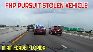 FHP ActionPacked Pursuit Stolen Vehicle  MiamiDade to Broward County [upl. by Sheedy640]