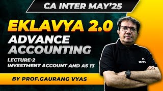 CA Inter May25  EKLAVYA 20  Adv Accounting  Investment Account amp AS 13  L2 Prof Gaurang Vyas [upl. by Edda]