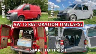 RESTORING A VW T5 In 10 MINUTES Conversion Restoration Volkswagen Transporter Camper Van Conversion [upl. by Lashar158]