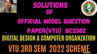 Q 1b BCS302 Solutions of Official model Question paper DDCO  BCS302 3rd Sem 2022 Syllabus  VTU [upl. by Chally]