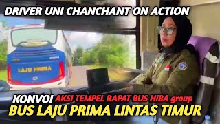 AKSI DRIVER WANITA CANTIK SUMBAR‼️ KONVOI DUO BUS LAJU PRIMA LINTAS TIMUR [upl. by Dana]