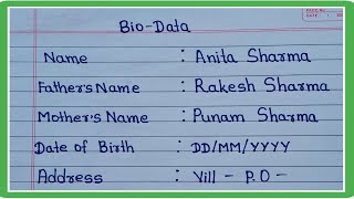 How to Write BiodataBiodata FormatResumeBiodata Kaise Banaye [upl. by Notsyrb]